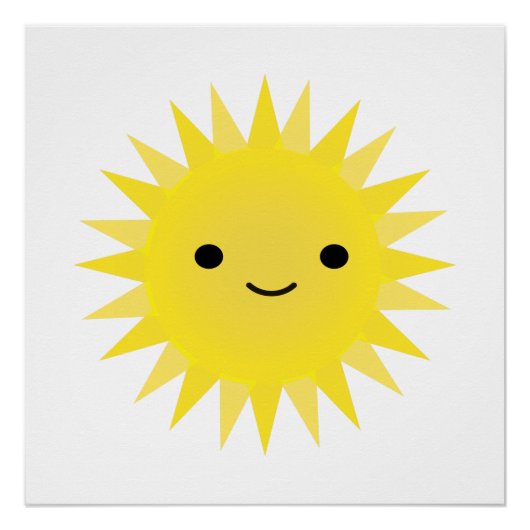 Cute Kawaii Smiling Sun Perfect Poster (Voorkant)