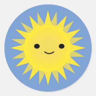 Cute Kawaii Smiling Sun Ronde Sticker