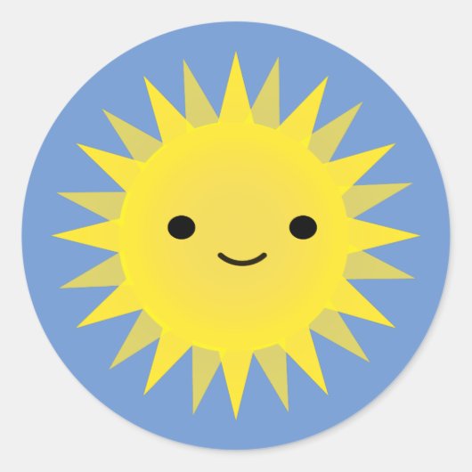 Cute Kawaii Smiling Sun Ronde Sticker (Voorkant)