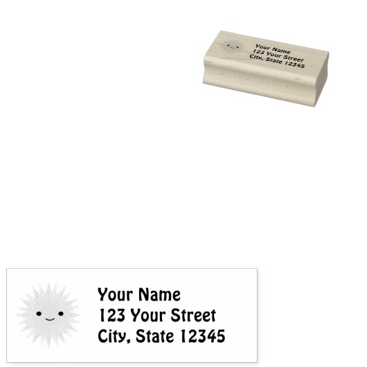 Cute Kawaii Smiling Sun Rubberstempel (Gestempeld)