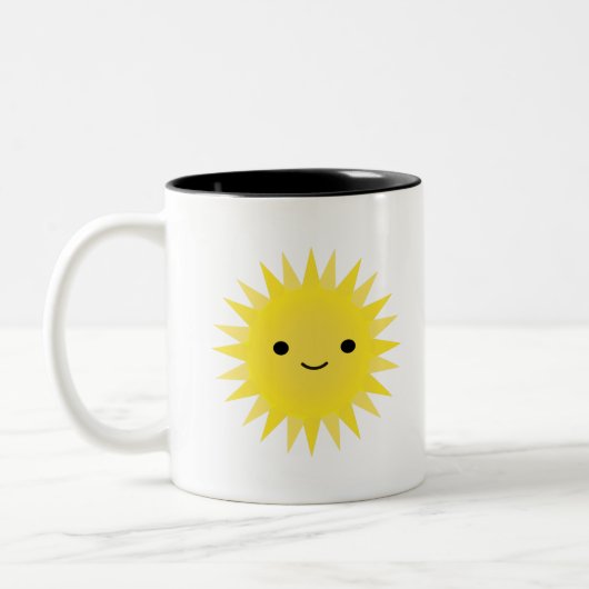 Cute Kawaii Smiling Sun Tweekleurige Koffiemok (Links)