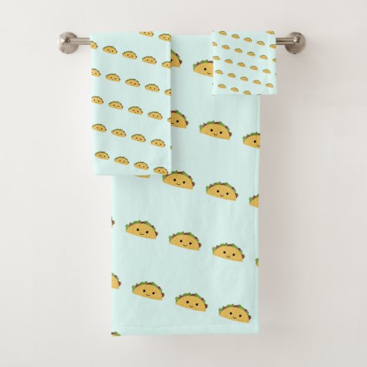 Cute Kawaii Smiling Taco Pattern Bad Handdoek (Insitu)