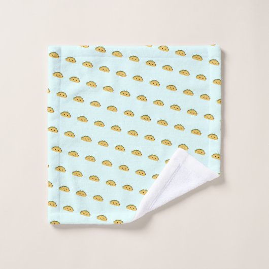 Cute Kawaii Smiling Taco Pattern Bad Handdoek (Wasdoekje)