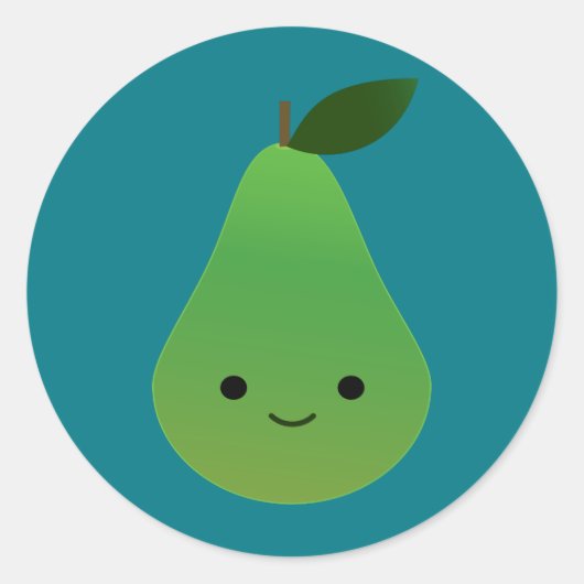 Cute kawaii Smilling Pear Ronde Sticker (Voorkant)