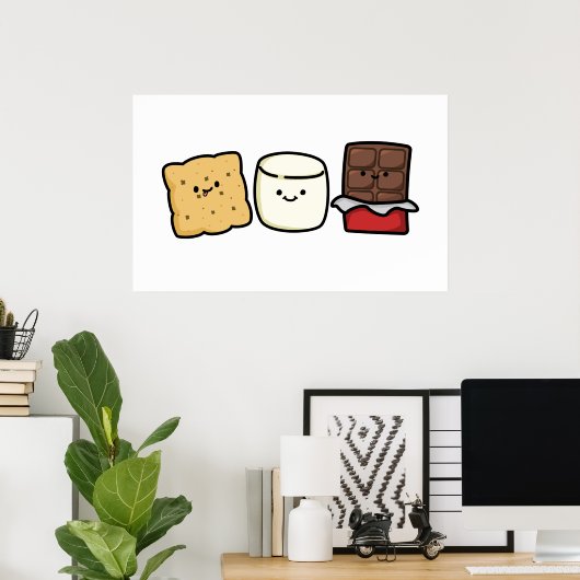Cute Kawaii Smore Pals Poster (Thuiskantoor)