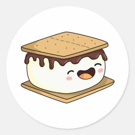Cute Kawaii Smore Ronde Sticker (Voorkant)