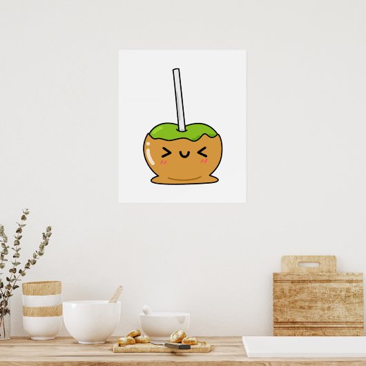 Cute Kawaii Snoep Apple Poster (Keuken)