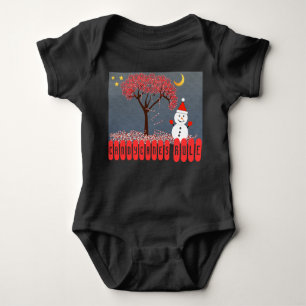 Cute Kawaii Snowman met snoeprietboom Romper