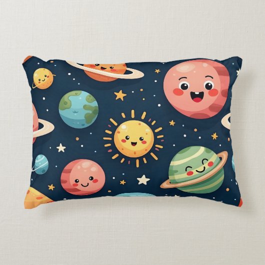 Cute Kawaii Solar System Planets Accent Pillow Accent Kussen (Voorkant)