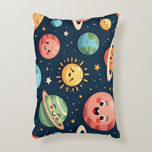 Cute Kawaii Solar System Planets Accent Pillow Accent Kussen (Voorkant(Verticaal))