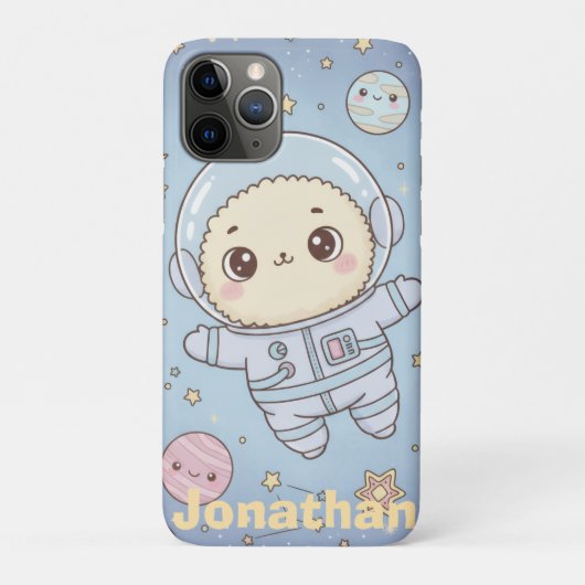 Cute Kawaii Space - Astronaut and Smiling Moon Case-Mate iPhone Case (Achterkant)