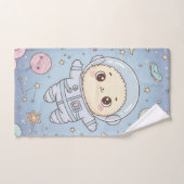 Cute Kawaii Space - Astronaut and Smiling Moon Handdoek (Handdoek)