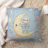 Cute Kawaii Space - Astronaut and Smiling Moon Kussen (Deken)