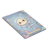 Cute Kawaii Space - Astronaut and Smiling Moon Notitieboek (Rechterzijde)