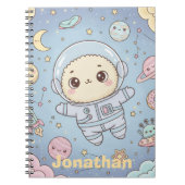 Cute Kawaii Space - Astronaut and Smiling Moon Notitieboek (Voorkant)