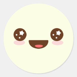 Cute Kawaii Sparkle face( ☆☐ ☆*) Ronde Sticker