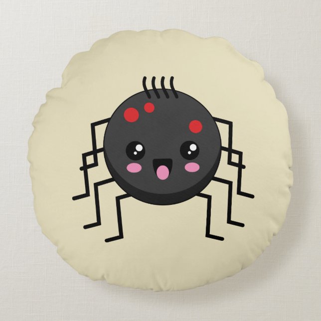 Cute Kawaii Spider Rond Kussen (Voorkant)