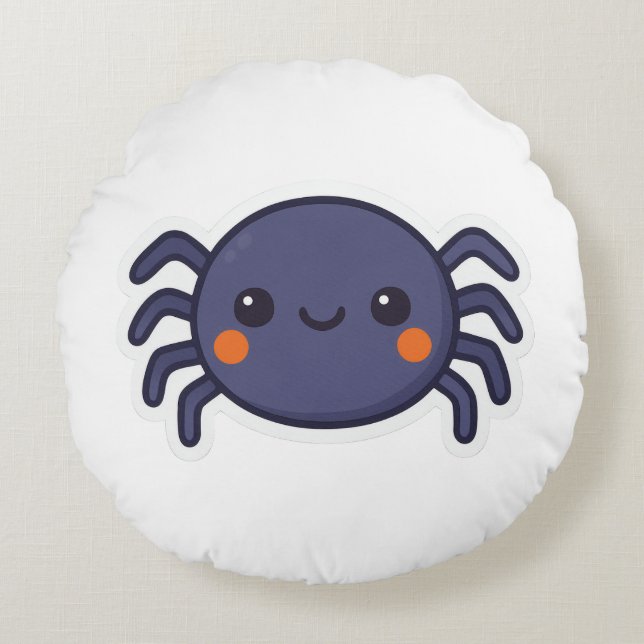 Cute Kawaii Spider Rond Kussen (Voorkant)