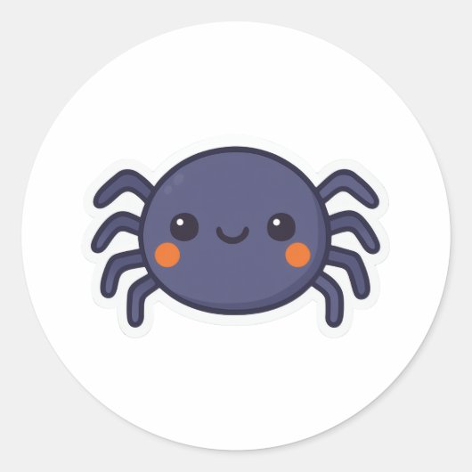 Cute Kawaii Spider Ronde Sticker (Voorkant)