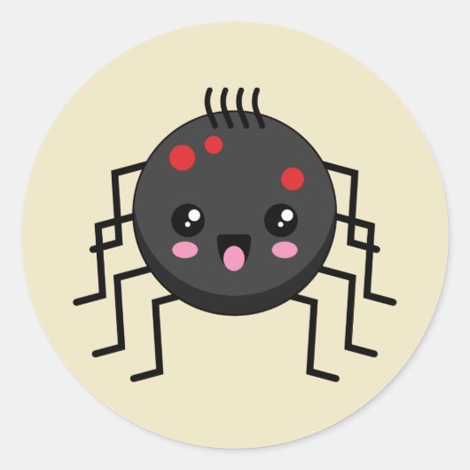 Cute Kawaii Spider Ronde Sticker (Voorkant)