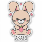 Cute Kawaii Strawberry Bunny Rabbit Sticker (Voorkant)