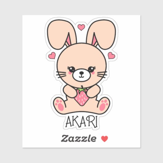 Cute Kawaii Strawberry Bunny Rabbit Sticker (Vel)