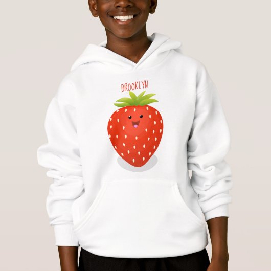 Cute kawaii strawberry cartoon illustration (Voorkant)