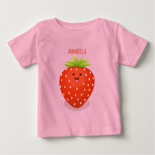 Cute kawaii strawberry cartoon illustration