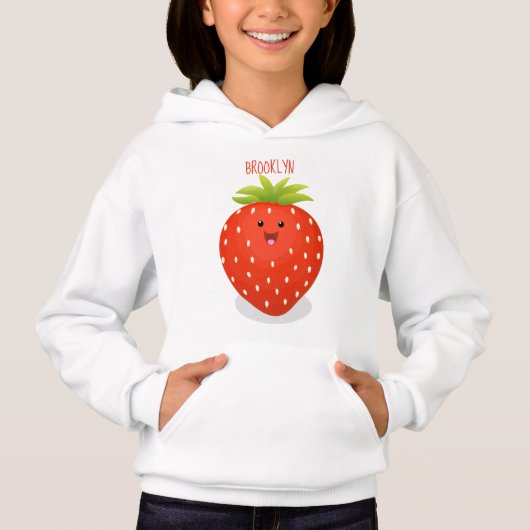 Cute kawaii strawberry cartoon illustration (Voorkant)