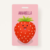 Cute kawaii strawberry cartoon illustration badge (Achterkant)