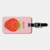 Cute kawaii strawberry cartoon illustration bagagelabel (Voorkant horizontaal)