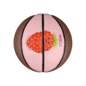 Cute kawaii strawberry cartoon illustration basketbal (Verticaal)
