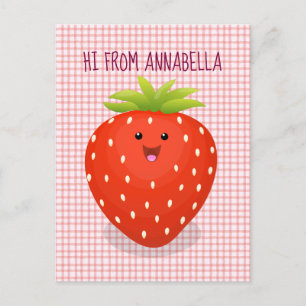 Cute kawaii strawberry cartoon illustration briefkaart