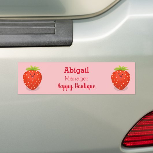 Cute kawaii strawberry cartoon illustration bumpersticker (Op auto)