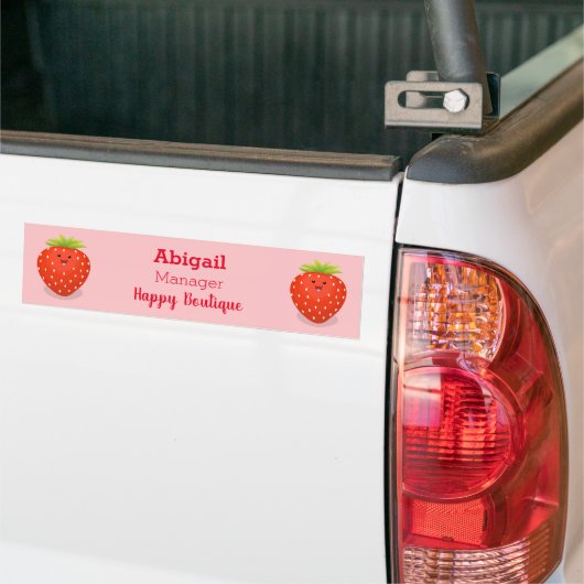 Cute kawaii strawberry cartoon illustration bumpersticker (Op Truck)