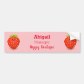 Cute kawaii strawberry cartoon illustration bumpersticker (Voorkant)