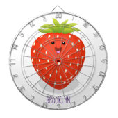Cute kawaii strawberry cartoon illustration dartbord (Voorkant)