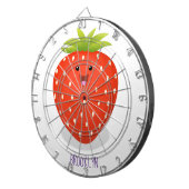 Cute kawaii strawberry cartoon illustration dartbord (Voorkant Rechts)