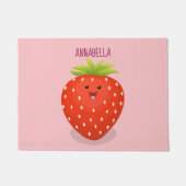Cute kawaii strawberry cartoon illustration deurmat (Voorkant)