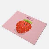 Cute kawaii strawberry cartoon illustration deurmat (Schuin)