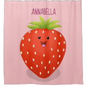 Cute kawaii strawberry cartoon illustration douchegordijn (Voorkant)