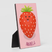 Cute kawaii strawberry cartoon illustration fotoplaat (Zijkant)