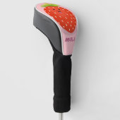 Cute kawaii strawberry cartoon illustration golfheadcover (Schuin)