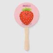 Cute kawaii strawberry cartoon illustration handwaaier (Achterkant)