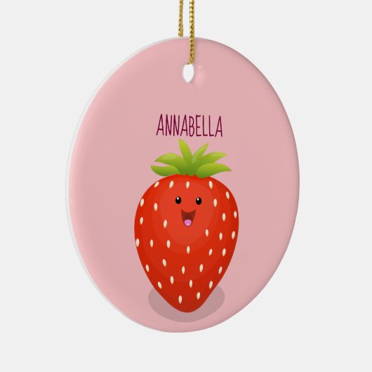 Cute kawaii strawberry cartoon illustration keramisch ornament (Rechts)