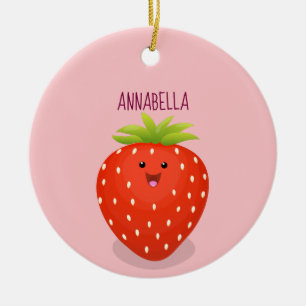 Cute kawaii strawberry cartoon illustration keramisch ornament