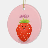 Cute kawaii strawberry cartoon illustration keramisch ornament (Links)