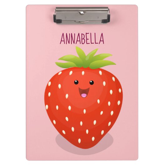 Cute kawaii strawberry cartoon illustration klembord (Voorkant)