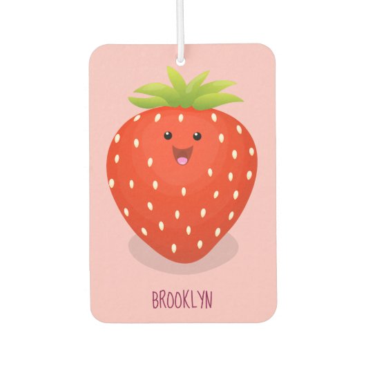 Cute kawaii strawberry cartoon illustration luchtverfrisser (Voorkant)