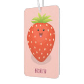 Cute kawaii strawberry cartoon illustration luchtverfrisser (Links)
